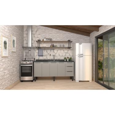 Imagem de Gabinete Armário Cozinha Jupter Cozimax 2.00 Mt 100% Aço  P/ Pia -Balção 200 cm -4 Portas- 3 Gavetas -