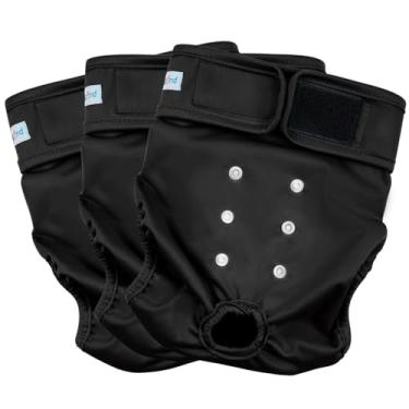 Imagem de Fraldas de cachorro femininas reutilizáveis Paw Legend (pacote com 3, preta, GG)