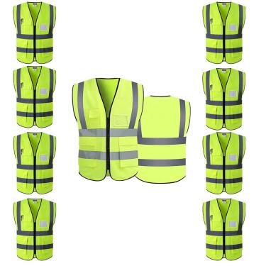 Imagem de Colete Refletivo Faixa Sinalizadora Kit 11 Uni Blusao Fluorescente Segurança EPI Trabalho Obra Construçao Sinalizaçao