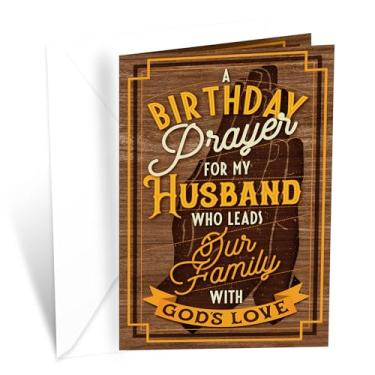 Imagem de Prime Greetings Cartão de aniversário religioso para marido, feito nos EUA, ecológico, cartolina grossa com envelope premium 12,7 cm x 19,7 cm, embalado em capa protetora