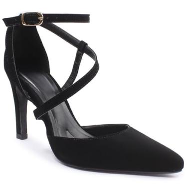 Imagem de Scarpin Re&Ton Bico Fino Salto Médio Palmilha Confort Feminino SC2 Cor:Preto;Tamanho:38