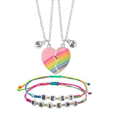 Imagem de Butishop 4 colares magnéticos de meio coração para melhor amiga, pulseiras da amizade, colares com pingente para mulheres, joias e presentes, Zinco, Sem Pedra Preciosa