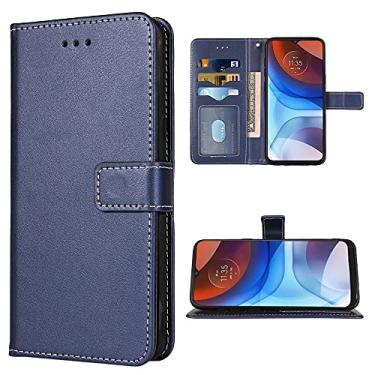 Imagem de FDCWTSH Compatível com Moto E7 Power/Motorola E7i Power/Lenovo K13 capa carteira alça de pulso couro flip capa porta-cartões capas de celular para MotoE7Power 7E E7Power E7iPower 2021 azul