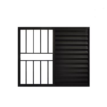 Imagem de Veneziana 3 Folhas de Correr C/Grade 1.00 X 1.50 Alumínio Preto Linha Modular - Hale