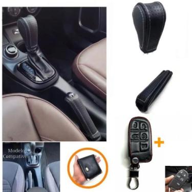 Imagem de Kit Capa Couro Chave + Câmbio Automático e Alavanca Freio de Mão Fiat 