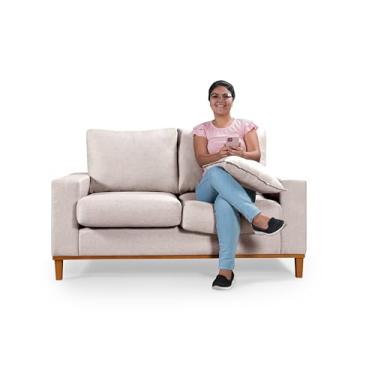 Imagem de Sofa Living Istambul 2 Lugares Linho Essencial Estofados (Linho, Champagne)
