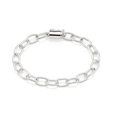 Imagem de Pulseira de prata 925 feminina rommanel elo oco oval 18 cm 850045