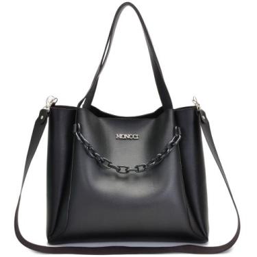 Imagem de Bolsa feminina Moncci alça transversal detalhe corrente, Preto