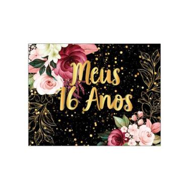 Imagem de Painel de Festa Horizontal 1,55 X 1,20 - Meus 16 Anos Floral Efeito Br