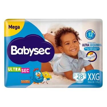 Imagem de Fralda Babysec Ultrasec Tamanho XXG Pacote Mega 28 Unidades Descartáve