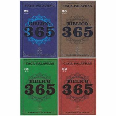 Imagem de Kit 4 Livros de Caça Palavras Bíblico 365 Diversão e Fé Diária o Ano T