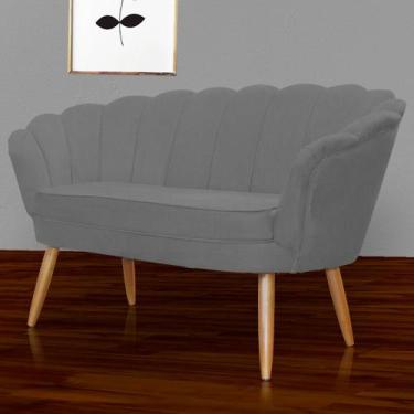 Imagem de Namoradeira Estofada Pés Palito Para Sala de Estar Pétala Suede Cinza 