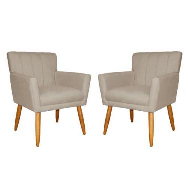 Imagem de Kit 2 Poltronas Decorativa Para Sala Recepção Cecília Suede Cappuccino