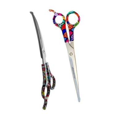 Imagem de Kit Tesoura Reta 8.5 e Tesoura Curva 6.5 Mosaico Precision Edge