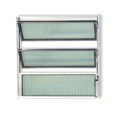 Imagem de Janela Basculante de Alumínio 60x60cm com Vidro Canelado Anodizado Mas