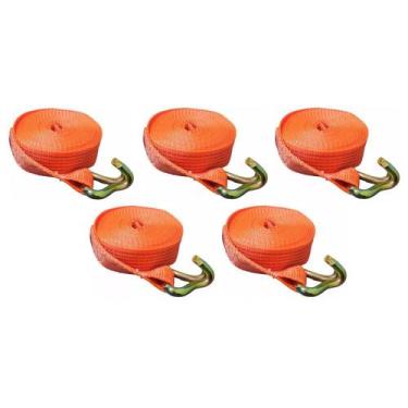 Imagem de Kit 5 Cintas Amarração Carga Caminhão 3T x 9m x 50mm Gancho J - OMEGA
