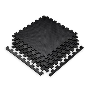 Imagem de "Kit com 6 Placas de Tatame EVA Antiderrapante Preto 50x50x1cm - Tapete para Academia, Home Gym, Infantil e Artes Marciais - Alta Durabilidade e Fácil Montagem"