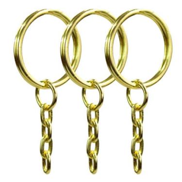 Imagem de Chaveiro Argola Batida Dourada Com Corrente 23mm 500 Unidades