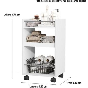 Imagem de Armário Multiuso Organizador Banheiro Sala Decore com Rodizio Amora co