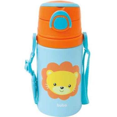 Imagem de Garrafinha Alumínio Com Canudo Animal Fun Leão 400Ml - Buba, 450ml