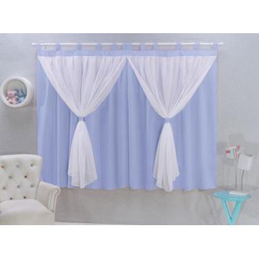 Imagem de Cortina para  Quarto Do Bebê 2,00m X 1,70m com Voal Azul - Beatriz Bab