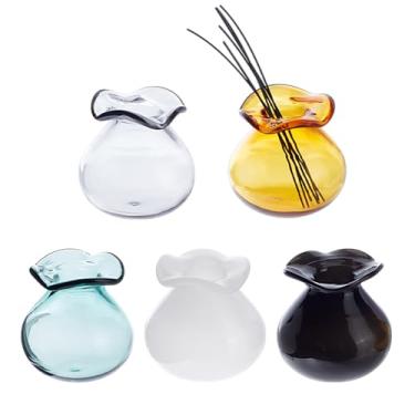 Imagem de DELORIGIN 5 peças, mini vaso de flores de 2 cm, vasos de botão de vidro em miniatura, vaso de bigode de gato, para micro acessórios de paisagem, decorações de flores, brotos, suculentas, vaso