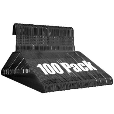 Imagem de Cabides de arame, pacote com 100, cabides de metal para roupas de 40,6 cm, cabides de arame de metal que economizam espaço, cabides finos e antiderrapantes para casacos, ternos, camisas, calças, saias