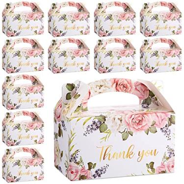 Imagem de Caixas de presente com design floral para Dia dos Namorados, 50 peças, caixas de presente de agradecimento 16 x 8,9 x 8,9 cm, caixas de papelão para lembrancinhas de festa para Dia dos Namorados, Dia das Mães, casamento, aniversário (estilo fresco)