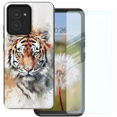 Imagem de RMJKXQZG Capa de telefone HMD Vibe com protetor de tela de vidro temperado, capa protetora com tudo incluído TPU macio painel armadura de policarbonato rígido proteção de estrutura de camada dupla, um