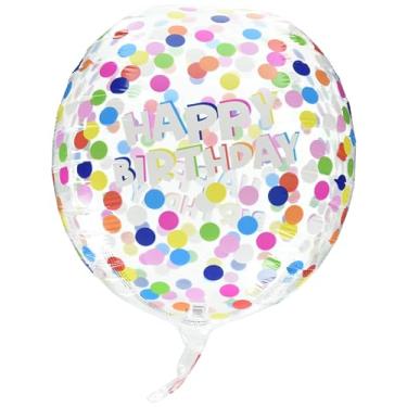 Imagem de Balão de hélio de aniversário transparente com bolinhas coloridas – 38 cm | Qualidade premium – perfeito para festas de aniversário, celebrações e decorações de eventos – 1 peça.