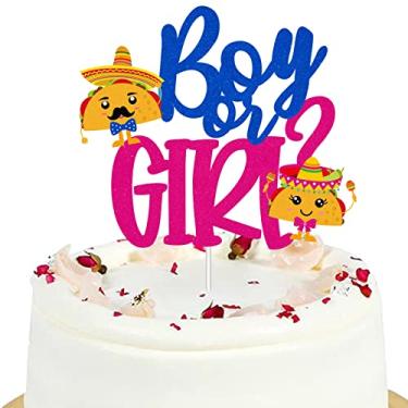 Imagem de Fiesta Taco Boy Or Girl Gender Reveal Cake Topper - Revelação de Gênero Rosa Menina ou Menino Azul Suprimentos de Decoração de Chá de Bebê - Objetivos ou Arcos Gênero Revelar Topo de Bolo
