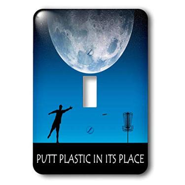 Imagem de 3dRose Lsp_18422_1 Putt Plastic In Its Place 6 silhueta de Frisbee disco golfista colocando sob a lua Interruptor alternativo