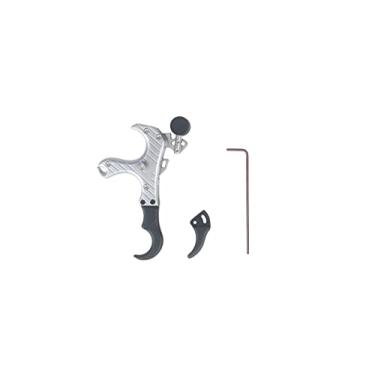 Imagem de Perogen Lançamento de gatilho de polegar de tiro com arco composto, 3 e 4 dedos ajustável feito em latão feito com auxílio de liberação de tiro com arco