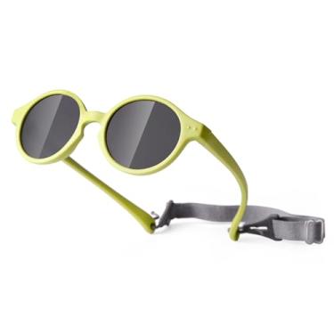 Imagem de SORVINO Óculos de sol para bebês com alça ajustável TPEE armação flexível polarizada para meninos de 0 a 24 meses, Verde, P