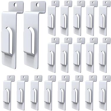 Imagem de Pacote com 20 ganchos utilitários para notch Slatwall comercial Slatwall gancho de exibição de metal cabide de parede de ripas acessórios de parede para moldura de fotos, pintura artística, painel de