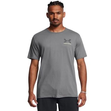 Imagem de Under Armour Camiseta masculina de manga curta Schematic Elk | Vestuário de caça casual | Camiseta estampada de alce e chifre