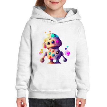 Imagem de Moletom Infantil Robô Colorido - Foca na Moda, Branco, 8