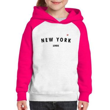 Imagem de Moletom Infantil New York 199X - Foca na Moda, Branco, Rosa, 10