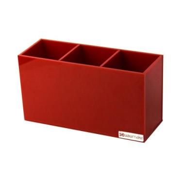 Imagem de Organizador Pincel Maquiagem Dreams Acrílico Vermelho - UAUmake