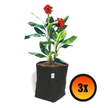 Imagem de 3 Vasos De Feltro Para Plantas e Horta 15 Litros - King Pot, Preto