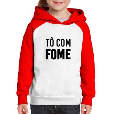 Imagem de Moletom Infantil Tô com fome - Foca na Moda, Branco, Vermelho, 8