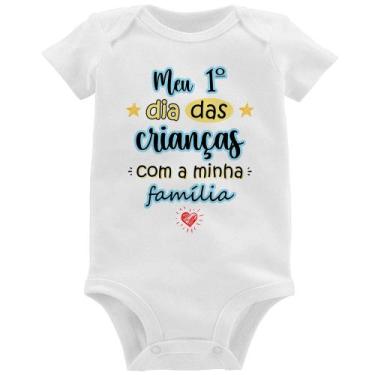 Imagem de Body Bebê Meu primeiro dia das crianças (azul) - Foca na Moda, Branco,