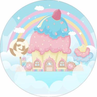 Imagem de Painel de Tecido Sublimado Redondo Casa de Doces c/ Elástico - Fabrika