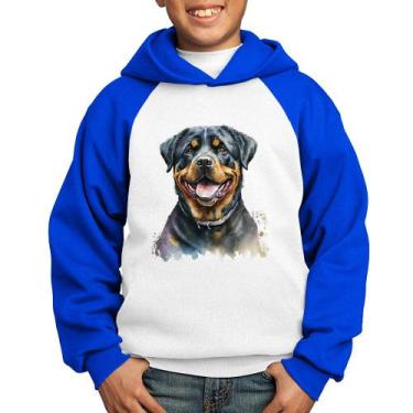 Imagem de Moletom Infantil Cachorro Rottweiler - Foca na Moda, Branco, Azul, 10