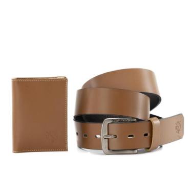 Imagem de Kit Cinto Masculino Em Couro Legitimo + Porta Cartão Em Couro - Use Yo