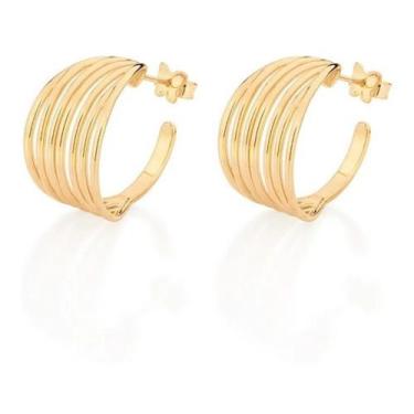 Imagem de Brinco Rommanel Argola De Fios Lisos Banhado Ouro 18k 527079, Branco, 