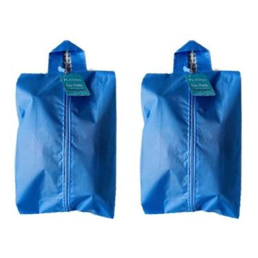 Imagem de 2 Bolsas Porta Sapato Viagem Nécessaire Tenis Calçado Roupa Mochila Az