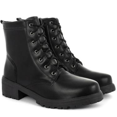 Imagem de Coturno Feminino Bota Tratorada Salto Baixo Confortável - OLZZY, Preto