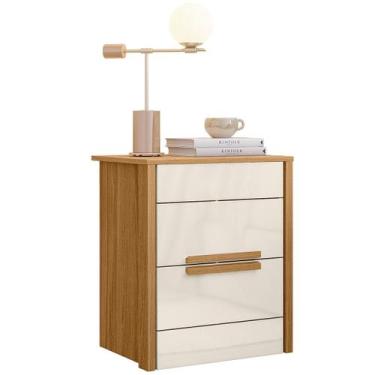 Imagem de Mesa de Cabeceira Dhara 51cm 2 Gavetas Linha Cômoda Freijó Off White M
