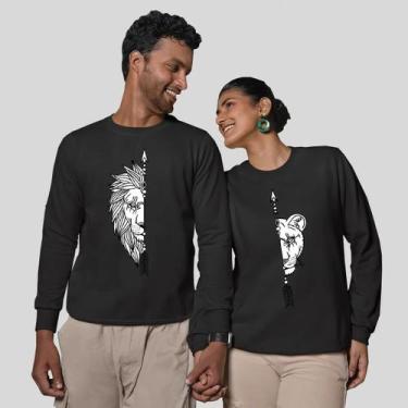 Imagem de Kit 2 Blusas Frio Moletom Careca Sem Capuz Casal Namorados Metade Amor